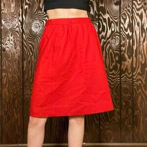 Vintage red wool blend high waisted skirt